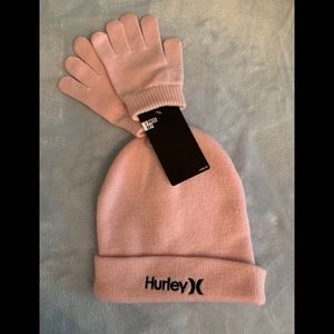 New.  Girls HURLEY hat and glove set.  Light pink.